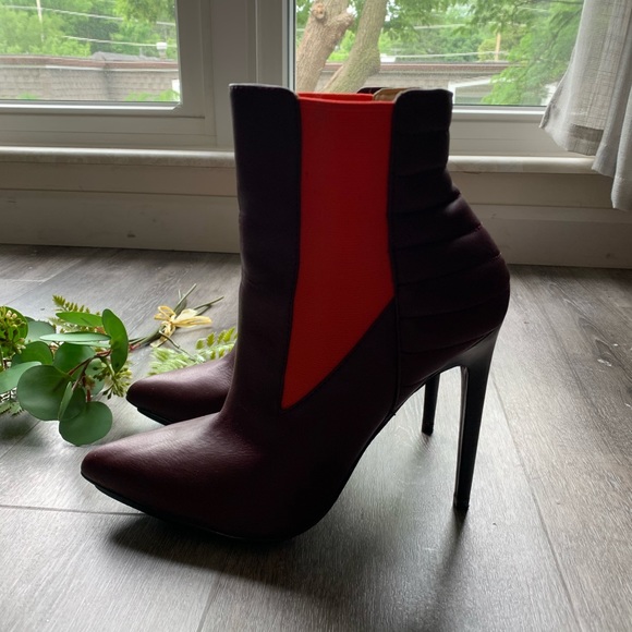 Gwen Stefani Gx Bordeaux/Burgundy Bootie Heels - Picture 6 of 9